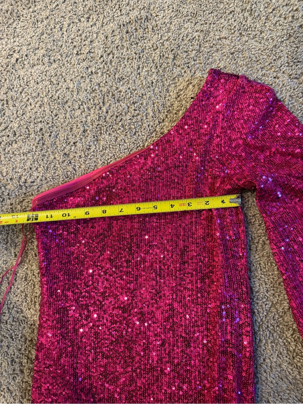 Steve Madden Hot Pink Sequin One-Shoulder Dress